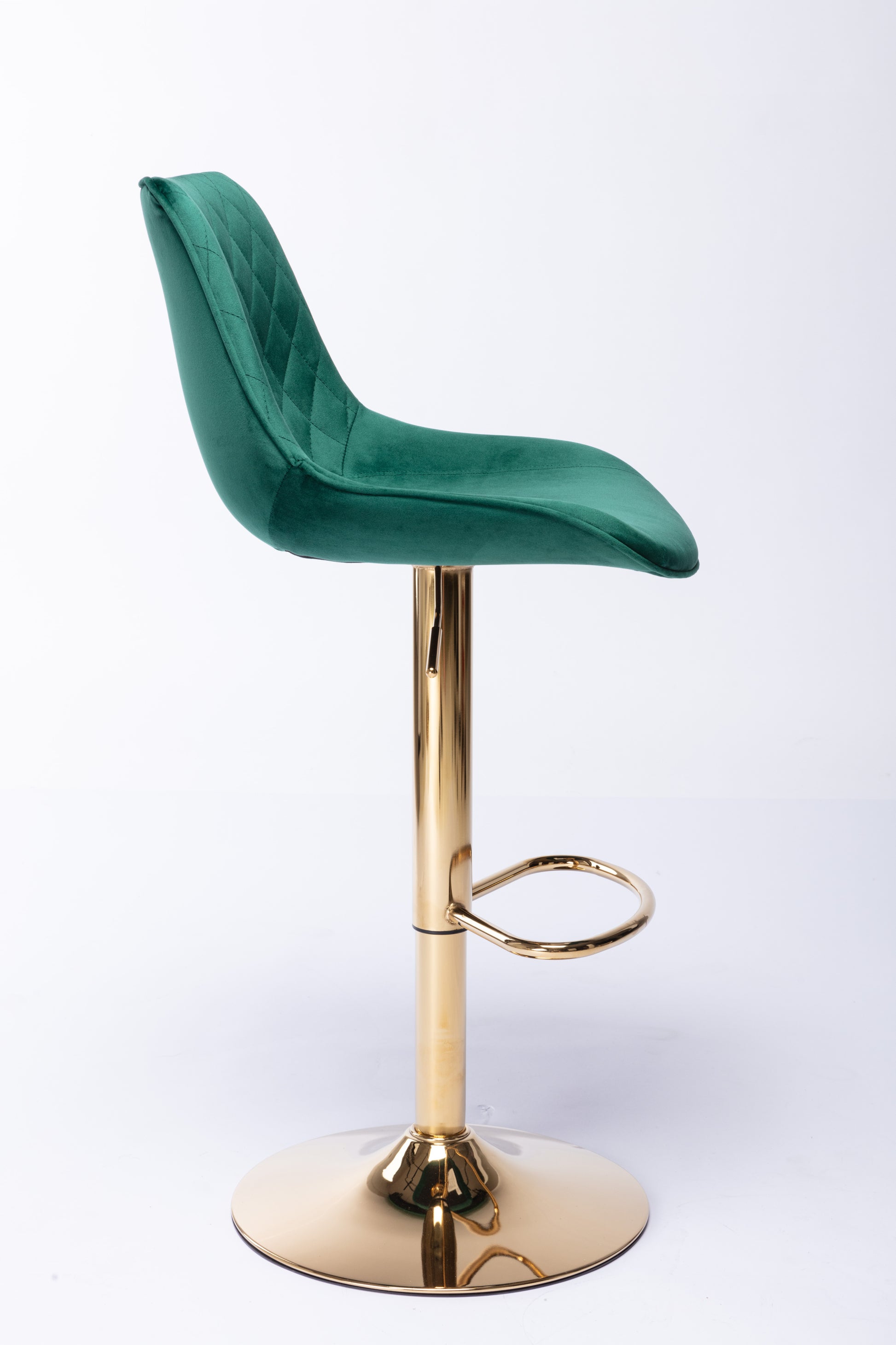 Set Of 2 Bar Stools,With Chrome Footrest And Base Swivel Height Adjustable Mechanical Lifting Velvet Golden Leg Simple Bar Stool Green Green Foam Fabric