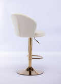 Set Of 2 Bar Stools,With Chrome Footrest And Base Swivel Height Adjustable Mechanical Lifting Velvet Golden Leg Simple Bar Stool Cream Cream Foam Fabric