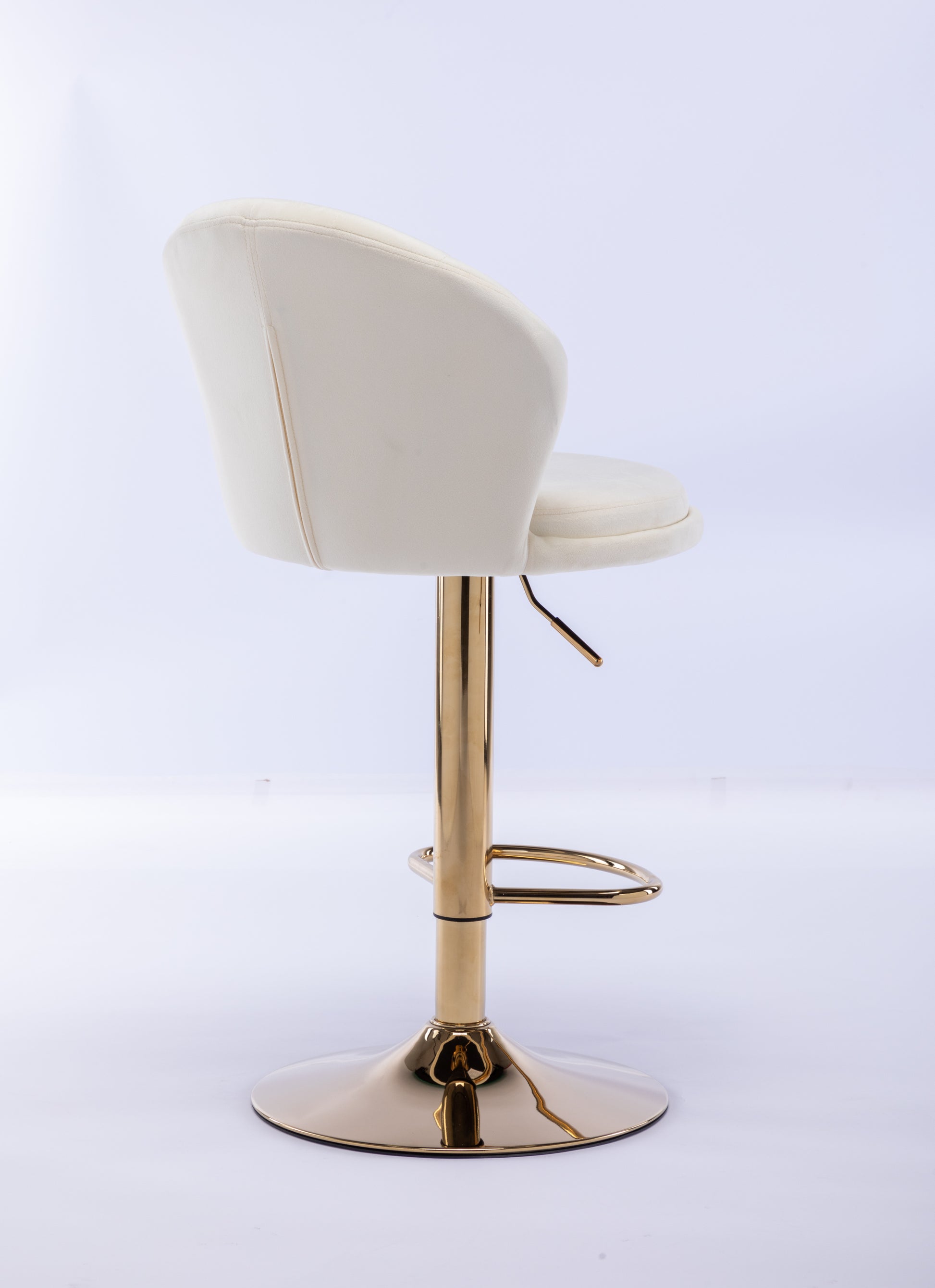Set Of 2 Bar Stools,With Chrome Footrest And Base Swivel Height Adjustable Mechanical Lifting Velvet Golden Leg Simple Bar Stool Cream Cream Foam Fabric