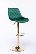 Set Of 2 Bar Stools,With Chrome Footrest And Base Swivel Height Adjustable Mechanical Lifting Velvet Golden Leg Simple Bar Stool Green Green Foam Fabric