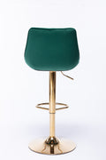 Set Of 2 Bar Stools,With Chrome Footrest And Base Swivel Height Adjustable Mechanical Lifting Velvet Golden Leg Simple Bar Stool Green Green Foam Fabric