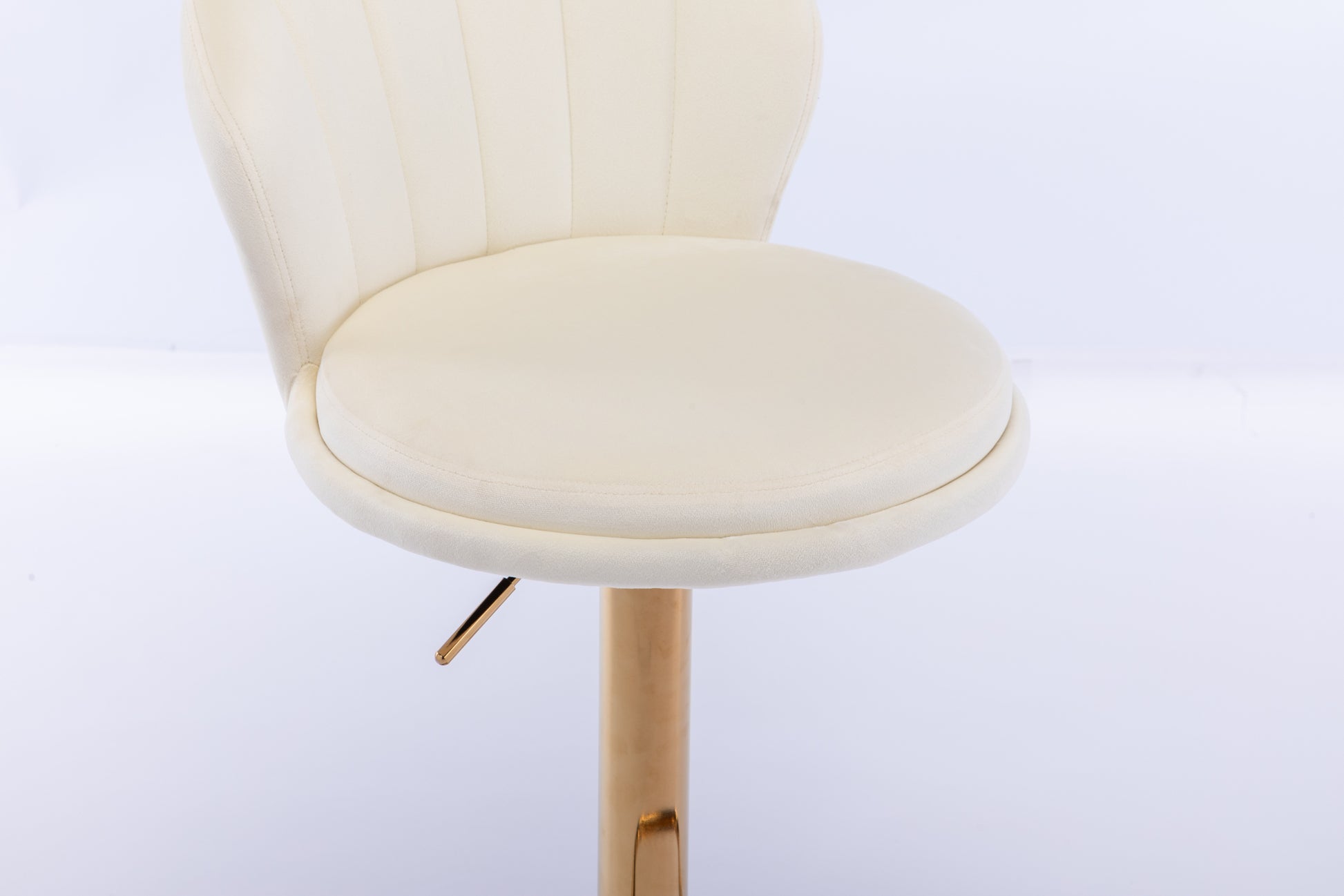 Set Of 2 Bar Stools,With Chrome Footrest And Base Swivel Height Adjustable Mechanical Lifting Velvet Golden Leg Simple Bar Stool Cream Cream Foam Fabric