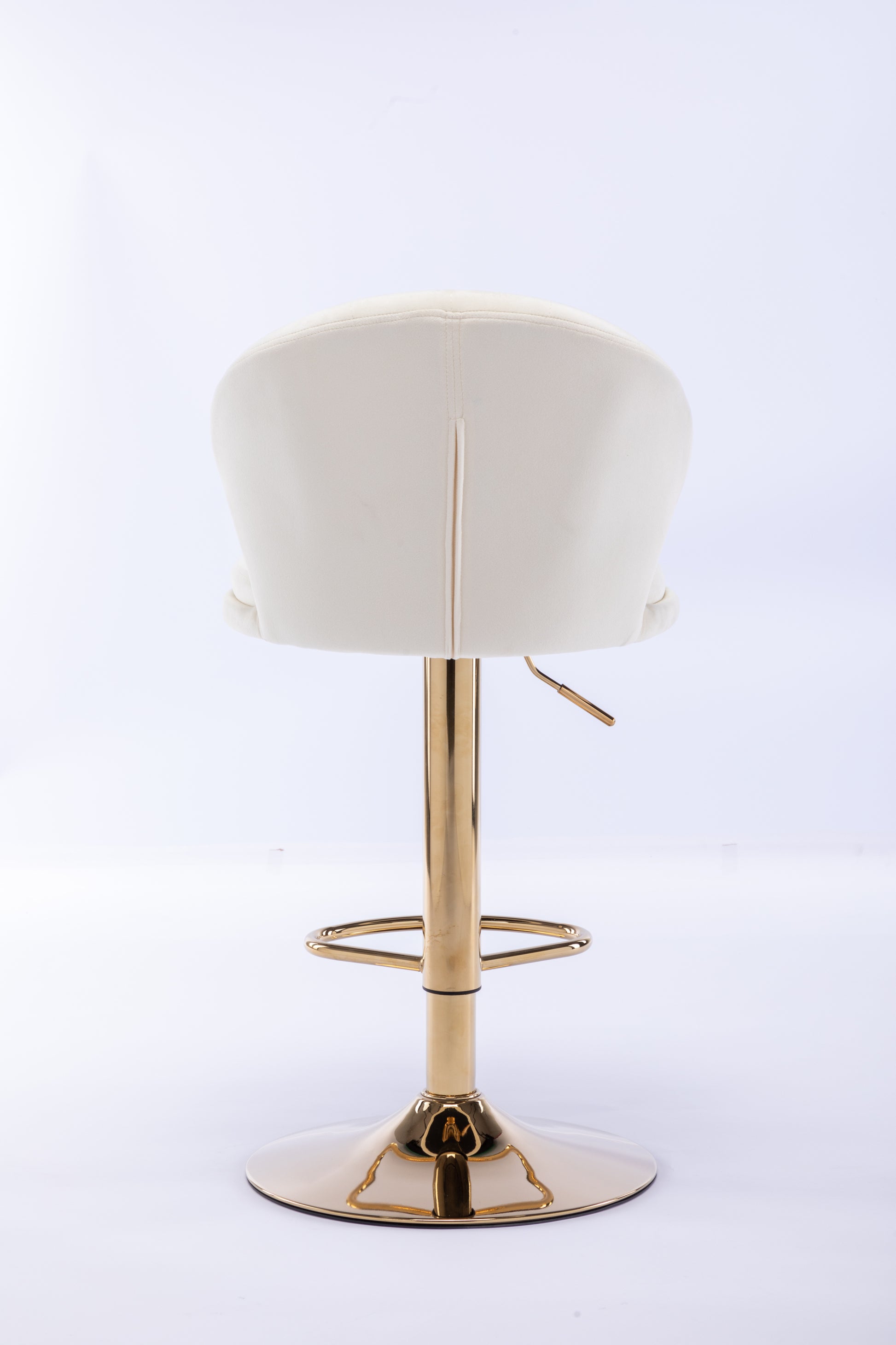 Set Of 2 Bar Stools,With Chrome Footrest And Base Swivel Height Adjustable Mechanical Lifting Velvet Golden Leg Simple Bar Stool Cream Cream Foam Fabric