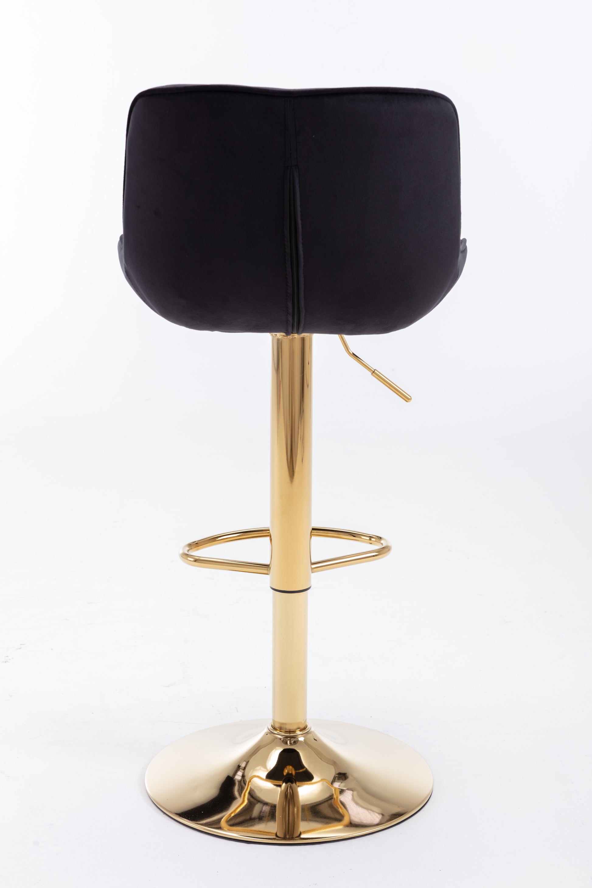 Chrome Footrest And Base Swivel Height Adjustable Mechanical Lifting Velvet Golden Leg Simple Bar Stool,Set Of 2,Black Black Foam Fabric