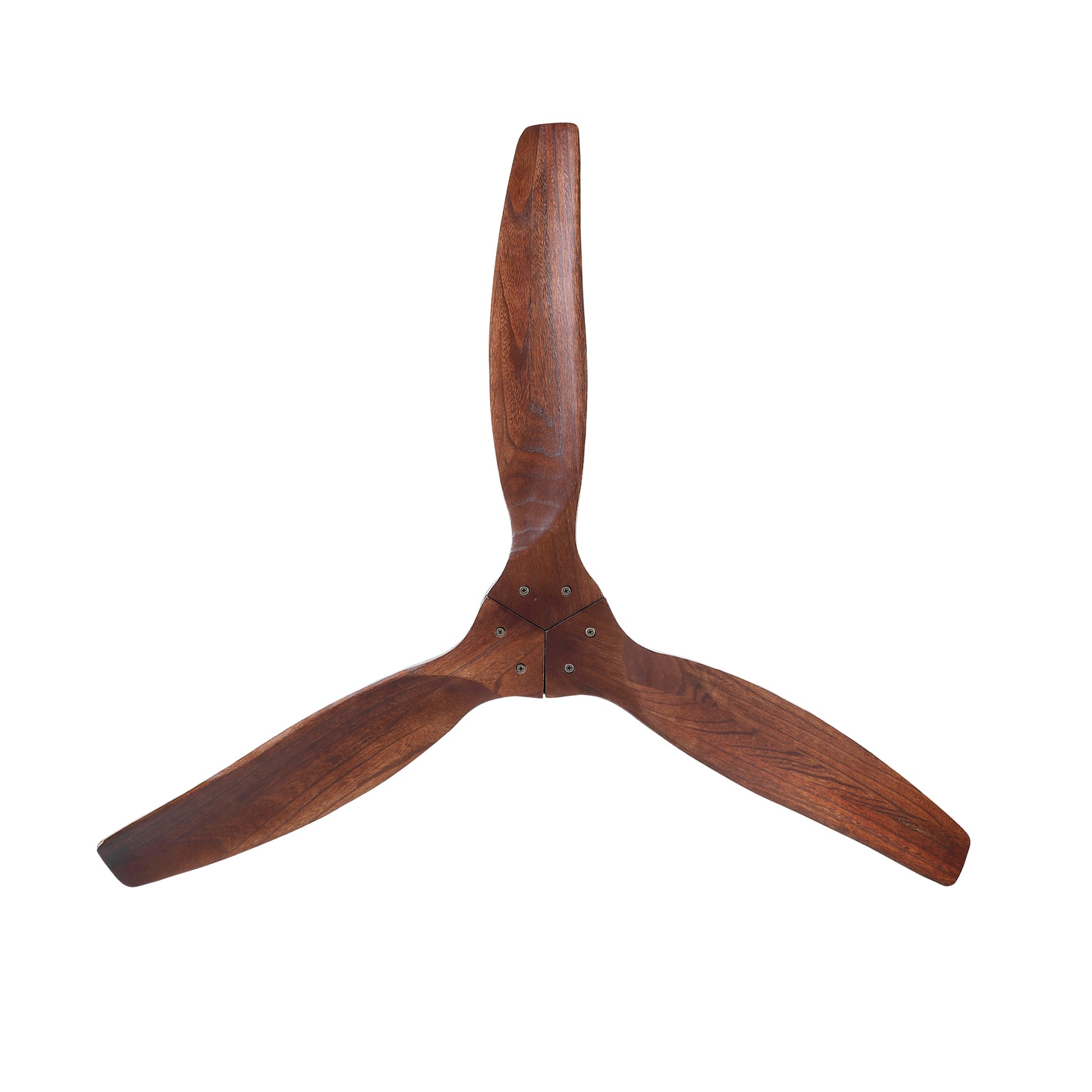 52" Yuhao Farmhouse Rustic Ceiling Fan Without Light Matte Black With Solid Wood Blade Walnut Wood Metal