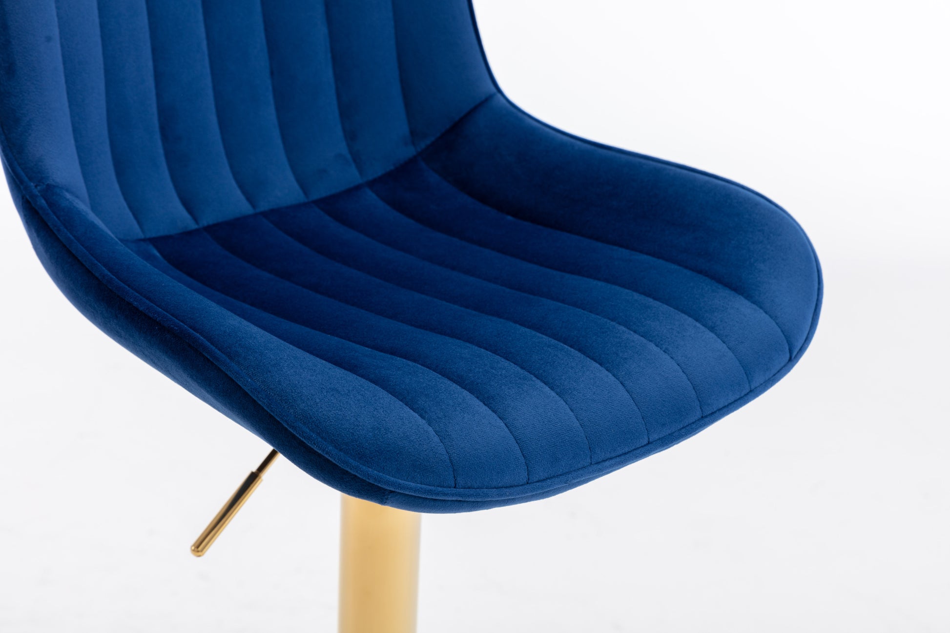 Chrome Footrest And Base Swivel Height Adjustable Mechanical Lifting Velvet Golden Leg Simple Bar Stool,Set Of 2,Navy Navy Foam Fabric
