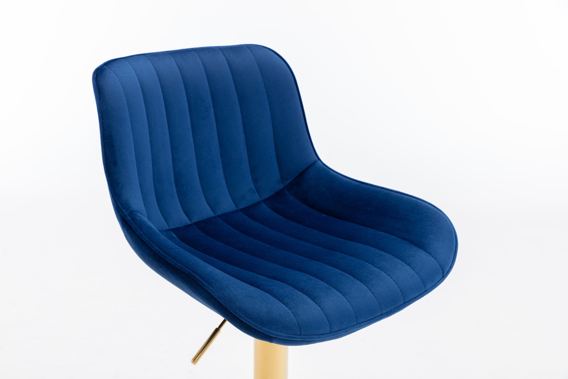 Chrome Footrest And Base Swivel Height Adjustable Mechanical Lifting Velvet Golden Leg Simple Bar Stool,Set Of 2,Navy Navy Foam Fabric