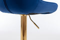 Chrome Footrest And Base Swivel Height Adjustable Mechanical Lifting Velvet Golden Leg Simple Bar Stool,Set Of 2,Navy Navy Foam Fabric