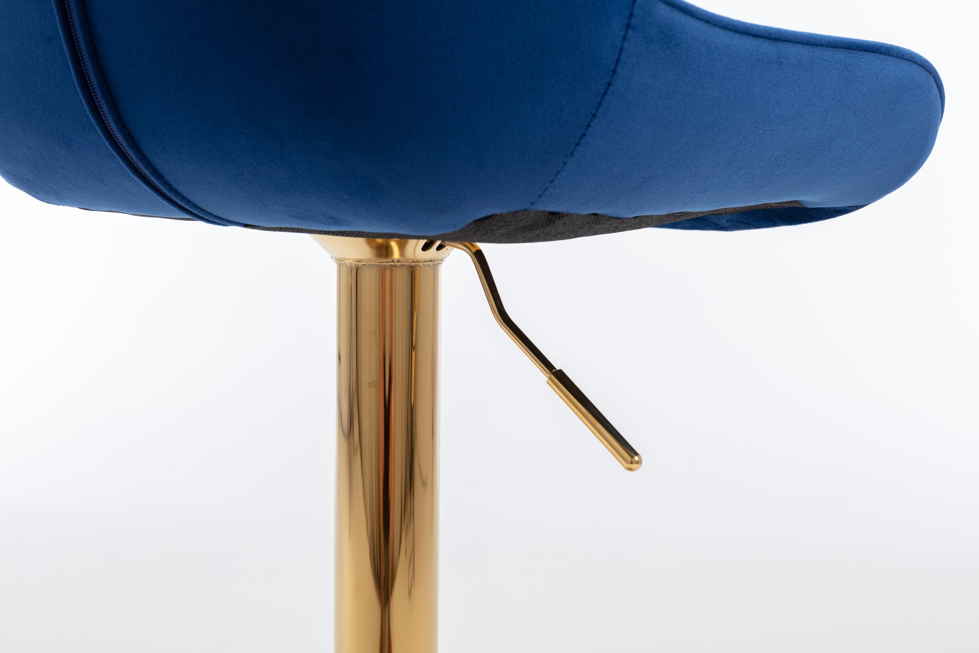 Chrome Footrest And Base Swivel Height Adjustable Mechanical Lifting Velvet Golden Leg Simple Bar Stool,Set Of 2,Navy Navy Foam Fabric