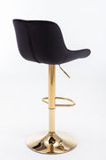 Chrome Footrest And Base Swivel Height Adjustable Mechanical Lifting Velvet Golden Leg Simple Bar Stool,Set Of 2,Black Black Foam Fabric