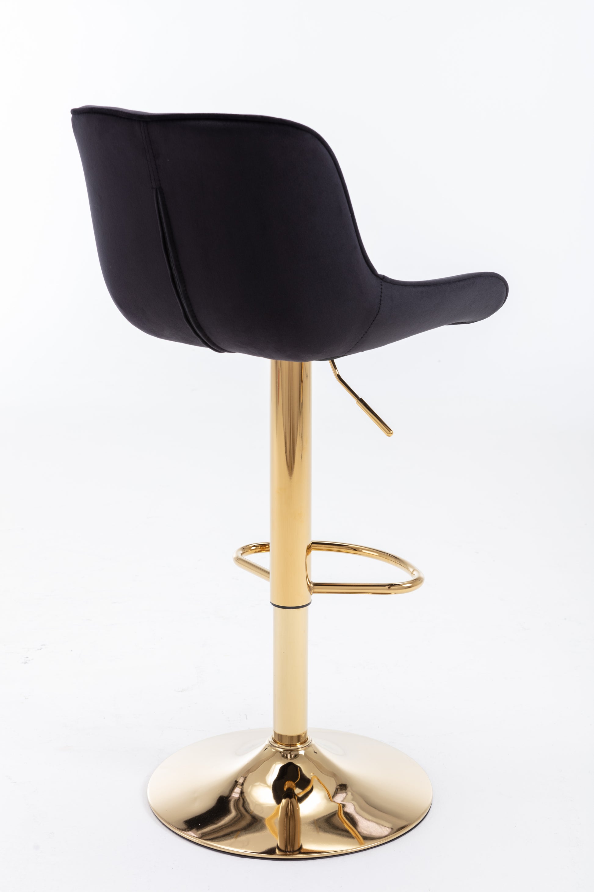 Chrome Footrest And Base Swivel Height Adjustable Mechanical Lifting Velvet Golden Leg Simple Bar Stool,Set Of 2,Black Black Foam Fabric