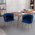 Modern Design Golden Metal Frame Velvet Fabric Dining Chair With Golden Legs,Set Of 2,Navy Navy Foam Fabric