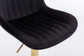 Chrome Footrest And Base Swivel Height Adjustable Mechanical Lifting Velvet Golden Leg Simple Bar Stool,Set Of 2,Black Black Foam Fabric