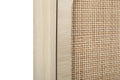 Natural Rattan 3 Door Shoe Rack, Freestanding Modern Shoe Storage Cabinet, For Entryway White Walnut Particle Board