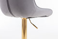 Chrome Footrest And Base Swivel Height Adjustable Mechanical Lifting Velvet Golden Leg Simple Bar Stool,Set Of 2,Grey Grey Foam Fabric