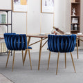 Modern Design Golden Metal Frame Velvet Fabric Dining Chair With Golden Legs,Set Of 2,Navy Navy Foam Fabric