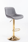 Chrome Footrest And Base Swivel Height Adjustable Mechanical Lifting Velvet Golden Leg Simple Bar Stool,Set Of 2,Grey Grey Foam Fabric