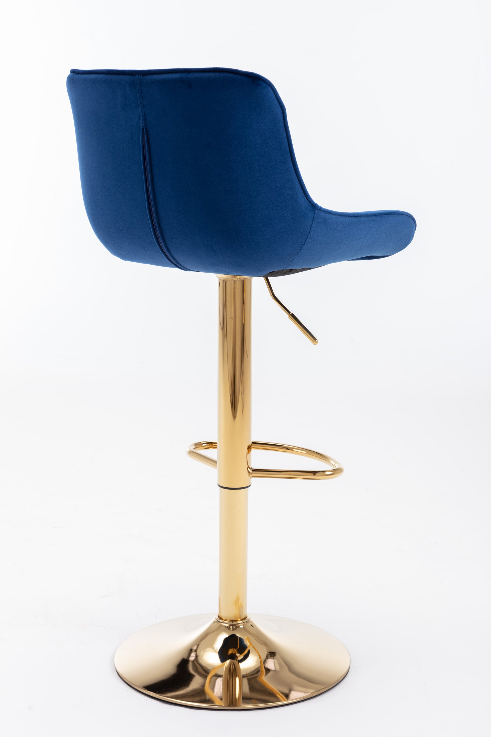 Chrome Footrest And Base Swivel Height Adjustable Mechanical Lifting Velvet Golden Leg Simple Bar Stool,Set Of 2,Navy Navy Foam Fabric