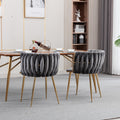 Modern Design Golden Metal Frame Velvet Fabric Dining Chair With Golden Legs,Set Of 2,Grey Grey Foam Fabric