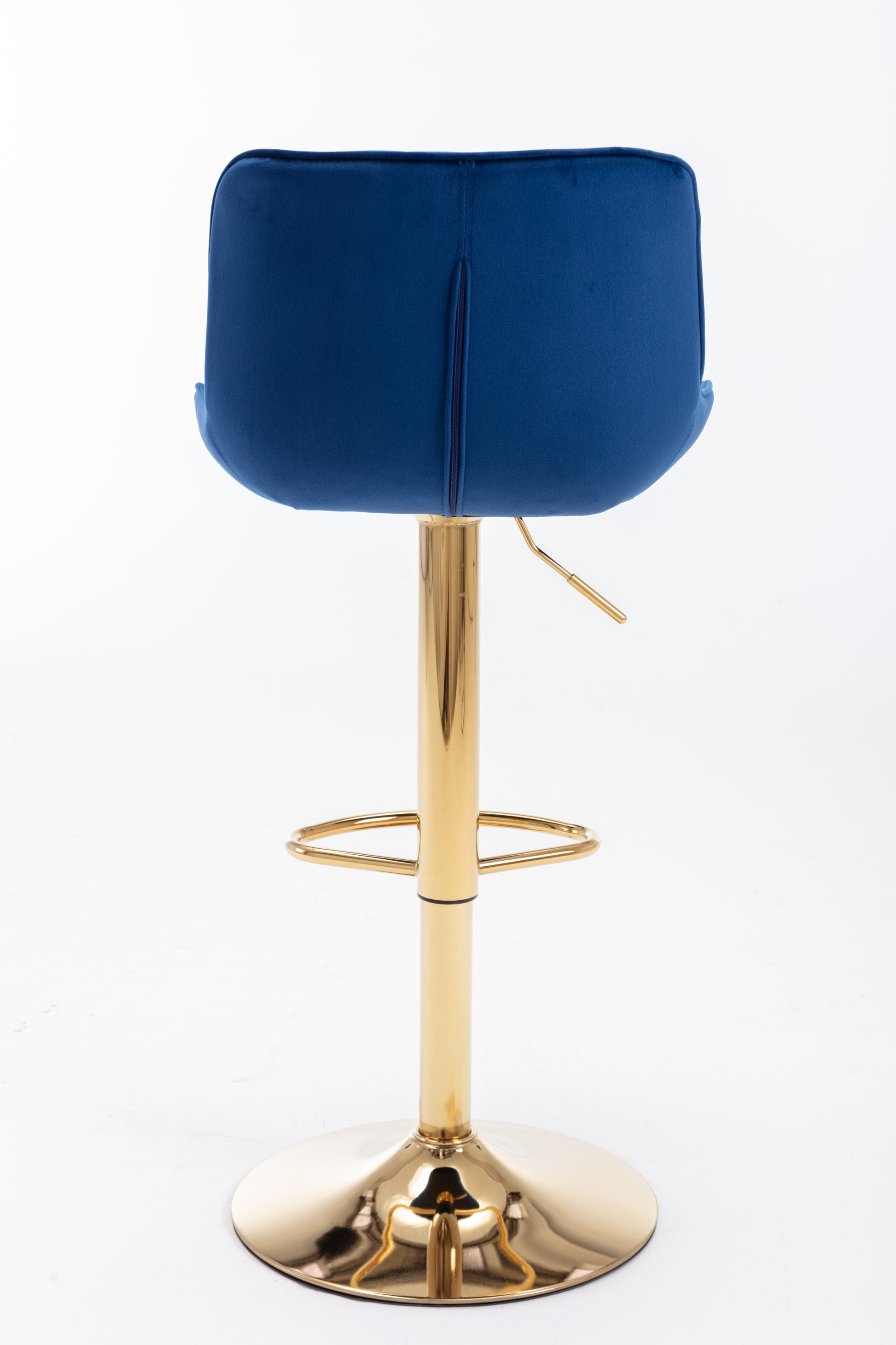 Chrome Footrest And Base Swivel Height Adjustable Mechanical Lifting Velvet Golden Leg Simple Bar Stool,Set Of 2,Navy Navy Foam Fabric