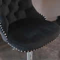 Swivel Velvet Barstools Adjusatble Seat Height From 25 33 Inch, Modern Upholstered Chrome Base Bar Stools With Backs Comfortable Tufted For Home Pub And Kitchen Island Black,Set Of 2 Black Foam Velvet