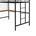 Twin Metal Loft Bed With Desk And Metal Grid,Black Twin Black Metal