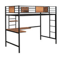 Twin Metal Loft Bed With Desk And Shelve,Black Twin Black Metal