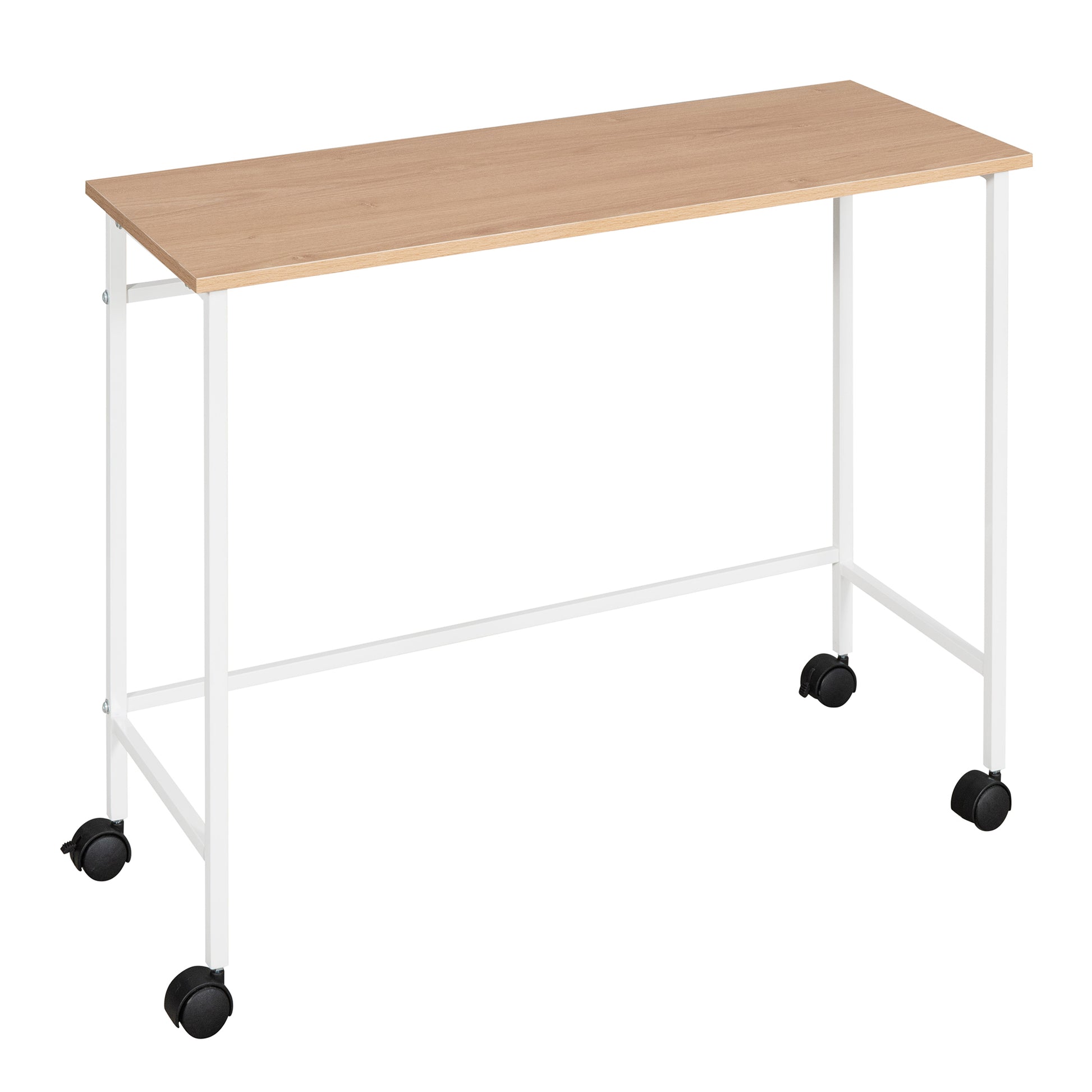 Twin Size Metal Loft Bed With Desk And Shelves,White Twin White Metal