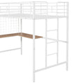 Twin Metal Loft Bed With Desk And Metal Grid,White Twin White Metal