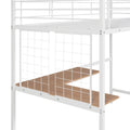 Twin Metal Loft Bed With Desk And Metal Grid,White Twin White Metal