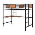 Twin Metal Loft Bed With Desk And Shelve,Black Twin Black Metal