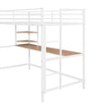 Twin Metal Loft Bed With Desk And Shelve,White White Metal