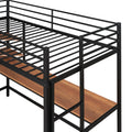 Twin Metal Loft Bed With Desk And Shelve,Black Black Metal