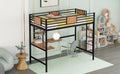 Twin Metal Loft Bed With Desk And Shelve,Black Twin Black Metal