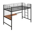 Twin Metal Loft Bed With Desk And Metal Grid,Black Twin Black Metal