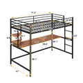 Twin Metal Loft Bed With Desk And Shelve,Black Black Metal