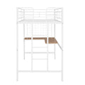 Twin Metal Loft Bed With Desk And Metal Grid,White Twin White Metal