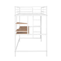 Twin Metal Loft Bed With Desk And Shelve,White White Metal