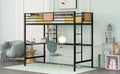 Twin Metal Loft Bed With Desk And Shelve,Black Twin Black Metal