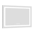 36X28 Inch Frameless Rectangular Anti Fog Touch Sensor Led Bathroom Mirror With Dimmable And Memory Functions Modern Wall Mounted Vanity Mirror Silver Glass