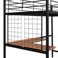 Twin Metal Loft Bed With Desk And Metal Grid,Black Twin Black Metal