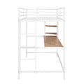 Twin Metal Loft Bed With Desk And Shelve,White White Metal