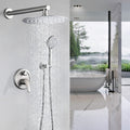 10 Inches Wall Mounted Shower With High Pressure Rain Shower Head And 5 Function Handheld Shower Head Brushed Nickel Stainless Steel