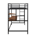 Twin Metal Loft Bed With Desk And Shelve,Black Black Metal