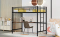 Twin Metal Loft Bed With Desk And Metal Grid,Black Twin Black Metal