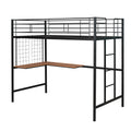 Twin Metal Loft Bed With Desk And Metal Grid,Black Twin Black Metal