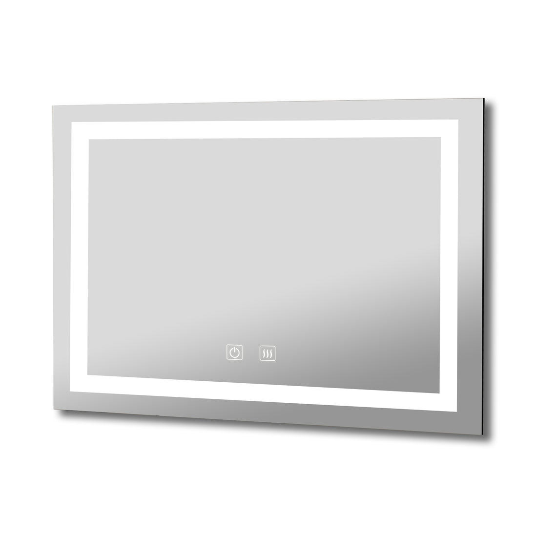 36X28 Inch Frameless Rectangular Anti Fog Touch Sensor Led Bathroom Mirror With Dimmable And Memory Functions Modern Wall Mounted Vanity Mirror Silver Glass