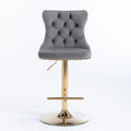 Golden Swivel Velvet Barstools Adjusatble Seat Height From 25 33 Inch, Modern Upholstered Bar Stools With Backs Comfortable Tufted For Home Pub And Kitchen Island Gray,Set Of 2 Gray Foam Velvet