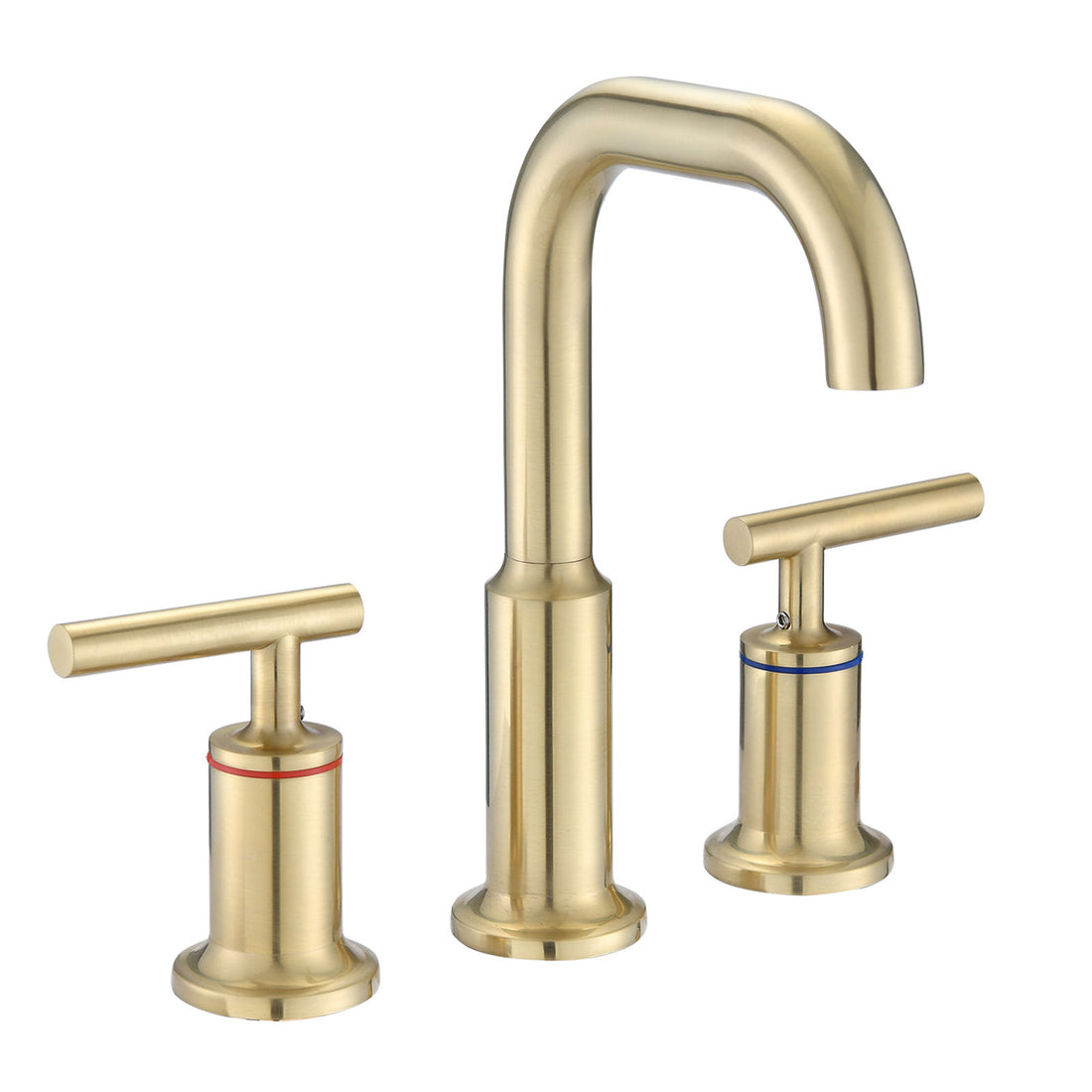 Widespread Bathroom Faucet 3 Hole 2 Handle Vanity Sink Faucet, Brushed Golden Brushed Gold Brass