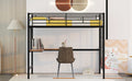 Twin Metal Loft Bed With Desk And Metal Grid,Black Twin Black Metal